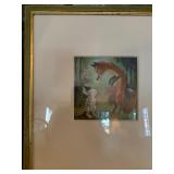 Fox and Rabbit Antique Lithograph