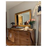 Art Deco Bow Front Chest of Drawers, Gilt Frame Mirror