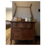 Oak Commode with Towel Bar