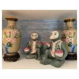 Monkey Candle Holders, Cloisonné Vases 