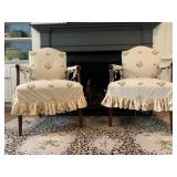 Slip Cover Shield Back Arm Chairs, PAIR