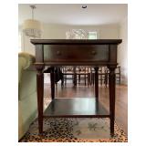 Leather Top Mahogany Stand with Brass Rail