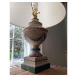 Hand Painted Wooden Urn Lamps