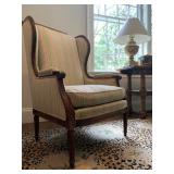 Wingback Armchair in Silk Stripe