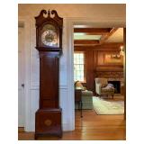 1780 Cherry Inlad Hepplewhite Grandfather Clock, American