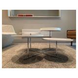 Four Tier Modern Coffee Table with Polished Nickle Base and Lift off Tray 