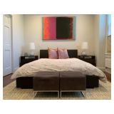 Bedroom 1! QUEEN Size Leather Wrapped Platform Sleigh Bed