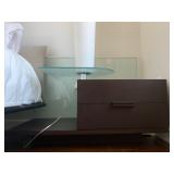 Floating Swivel Tempered Glass Bedside Table