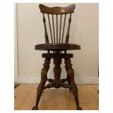 Antique Piano Stool with Back