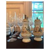 Capodimonte Salt and Pepper Shakers, Crystal Stemware