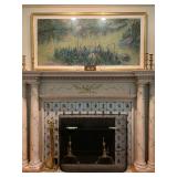 Hand Painted Three Panel Screen, Koi Pond, Signed Kline