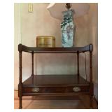Mahogany Two Tier Stand on Casters