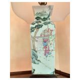 Chinese Export Lamp with Warriors on Horseback