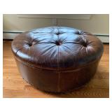Round Leather Ottoman