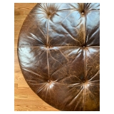Round Leather Ottoman