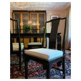 Chinoiserie Style Dining Set, Six Chairs, Hutch, Sideboard and Glass Inset Table