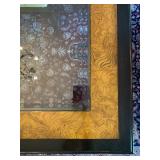 Chinoiserie Style Dining Set, Glass Inset Table