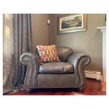 Ethan Allen Leather Armchair and Ottoman