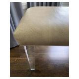 Lucite Leg End of Bed Bench with Embossed Leather Seat