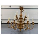 Gilt Wood and Wrought Iron Twelve Arm Chandelier