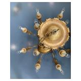 Gilt Wood and Wrought Iron Twelve Arm Chandelier