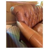 15. Tufted Rolled Back Leather Two Seat Sofa, 72 x 39 x 37