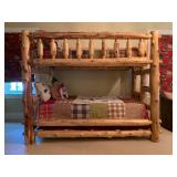 12. Cedar Log Bunk Bed, SET. Set includes bunk beds, 87 x 48 x 71, PLUS four drawer dresser, 44 x 24