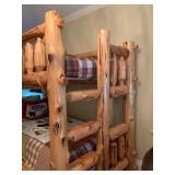 12. Cedar Log Bunk Bed, SET. Set includes bunk beds, 87 x 48 x 71, PLUS four drawer dresser, 44 x 24