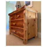 12. Cedar Log Bunk Bed, SET. Set includes bunk beds, 87 x 48 x 71, PLUS four drawer dresser, 44 x 24