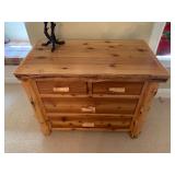 12. Cedar Log Bunk Bed, SET. Set includes bunk beds, 87 x 48 x 71, PLUS four drawer dresser, 44 x 24