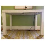 9. West Elm White High Gloss Desk, 80 x 20 x 74. Desk top has a red mark and minor wear.