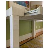 9. West Elm White High Gloss Desk, 80 x 20 x 74. Desk top has a red mark and minor wear.