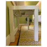 9. West Elm White High Gloss Desk, 80 x 20 x 74. Desk top has a red mark and minor wear.