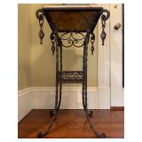 30. Wrought Iron Stand with Marble Top, 17 x 17 x 32