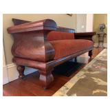 20. Antique Empire Sofa, 84 x 26 x 33. Upholstry has minor wear, wood shows cracks, only chip shown 