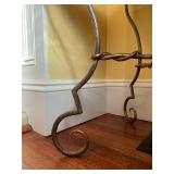 24. PAIR, Slate Top Wrought Iron Base Stands, 29 x 22 x 30