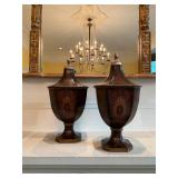 28. PAIR, Faux Inlay Lidded Containers, 19"h