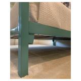 7. Modern Canopy Bed in Teal with Teal Leopard Print Inset Headboard, 85 x 61 x 80