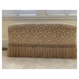 5. Large Velvet Damask Bench with Fringe, 37 x 18 x 19h