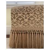 5. Large Velvet Damask Bench with Fringe, 37 x 18 x 19h