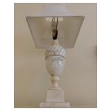4. Marble Lamp, with crazing, 27" h. Shade is blown out on the interior.