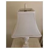 4. Marble Lamp, with crazing, 27" h. Shade is blown out on the interior.