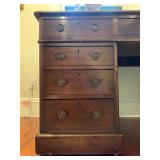 34. Antique Double Pedestal Desk with Leather Top, 60 x 32 x 29.