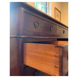 34. Antique Double Pedestal Desk with Leather Top, 60 x 32 x 29.