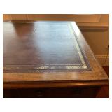 34. Antique Double Pedestal Desk with Leather Top, 60 x 32 x 29.