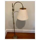 35. Library Lamp with Cut out Shade, Adjustable, 57"h, pitting on brass, see pictures.