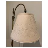 35. Library Lamp with Cut out Shade, Adjustable, 57"h, pitting on brass, see pictures.