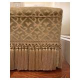 6. PAIR, Velvet Damask Benches with Fringe, 18 x 17 x 18h