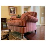 Ethan Allen Striped Velvet Armchair, Pair Available 