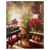 Kristina, Piano and Roses, Gilt Frame 